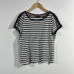 Lauren Ralph Lauren Fisherman Granola Preppy Striped Cotton Tee Shirt Womens XL